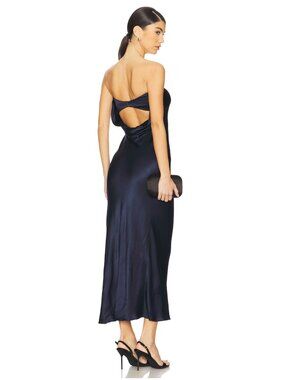 NEW Bec + Bridge Moondance Strapless Dress Ink Navy Dark Blue Satin Moon Dance